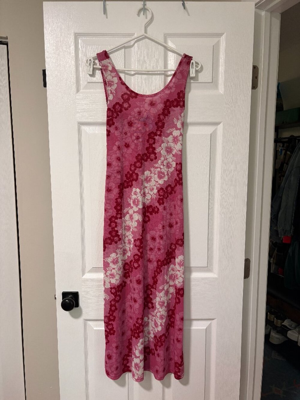 Vintage Y2K Pink Floral Maxi Dress | Hawaiian Hibiscus Sheer Beach Dress (Small)